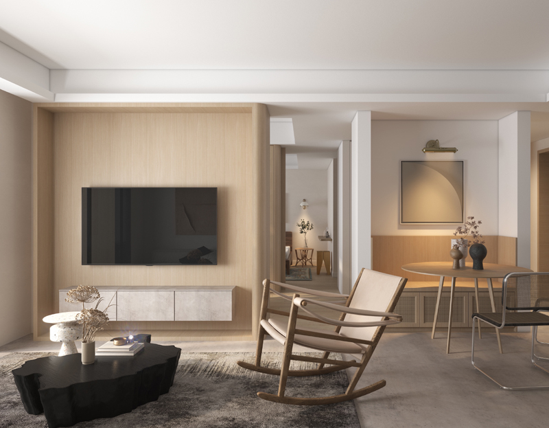 原木風(fēng)小資情調(diào)套二簡(jiǎn)約裝修效果圖